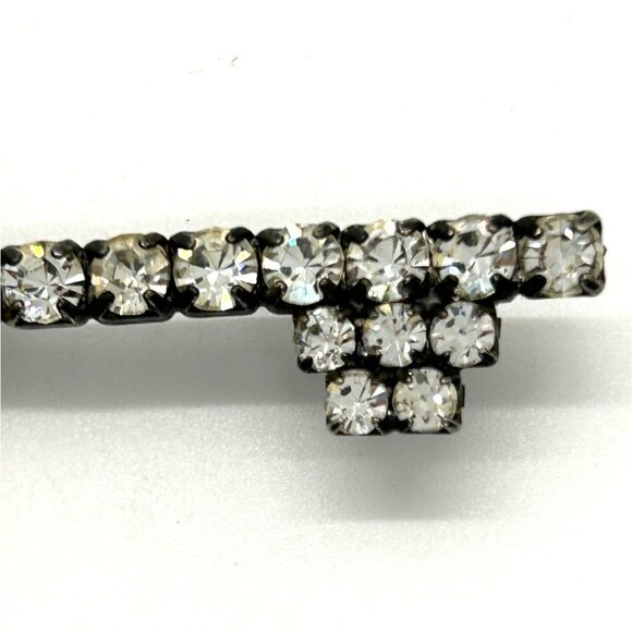 Vintage 1940s Broock Rhinestone Key To My Heart Pot Metal Brooch WWII Era - Picture 5 of 16